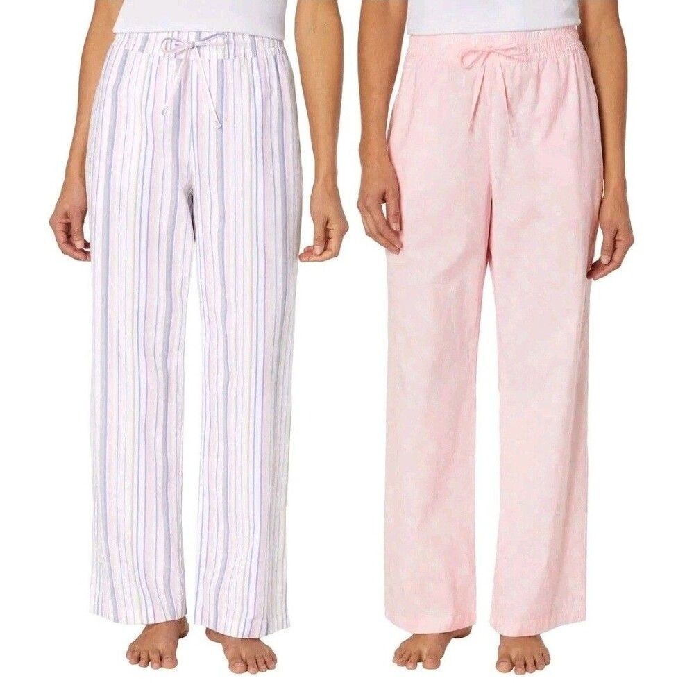 GAP 2-pack Women's M (6-8) Cotton Relaxed PJ Pajama Pant Pink Floral Stripe